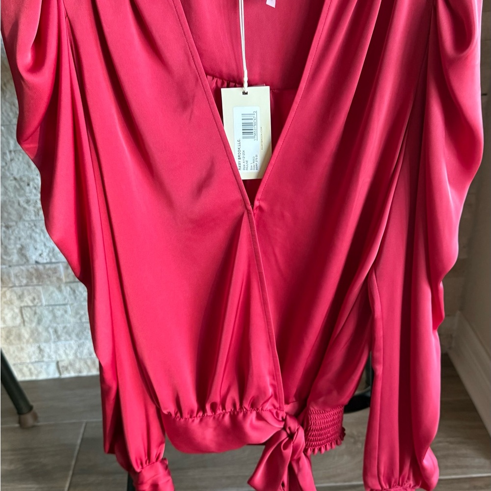 Ramy Brook Fuchsia Blouse with Tie Detail